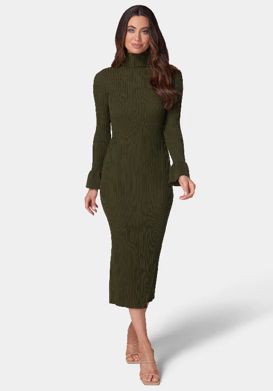 women's long-sleeved dressesBell Sleeve Sweater Dress