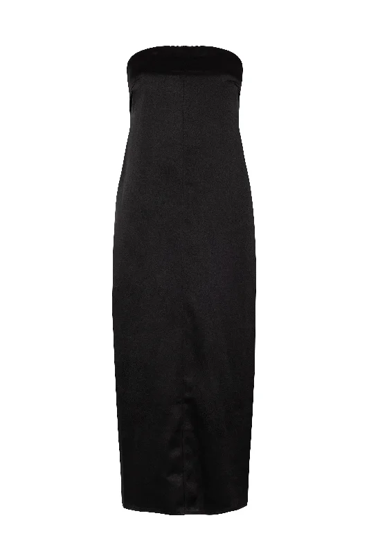 women's business casual dresses'Bonita' Strapless Satin-Crepe Dress - Black