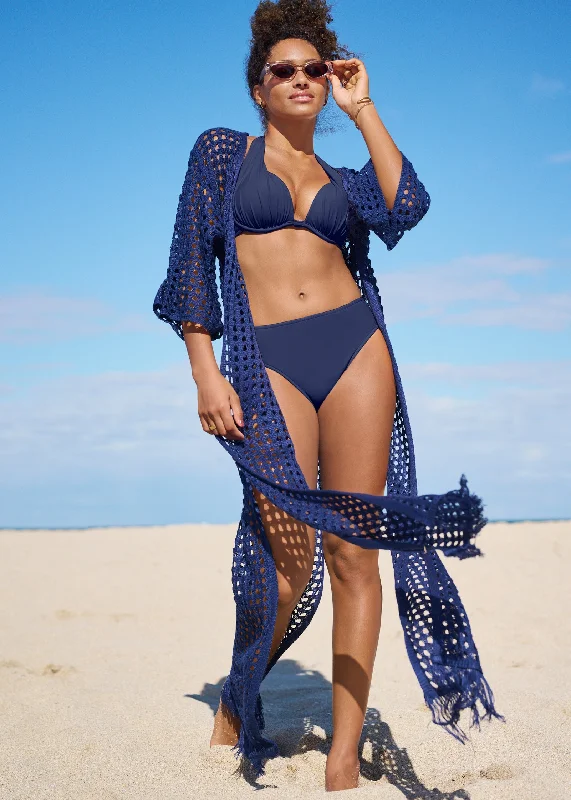 women's metallic dressesCrochet Kimono Cover-Up - Ultramarine Blue