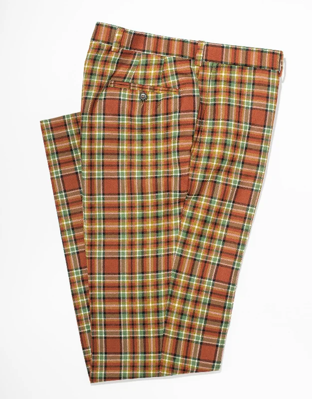 women's maximalist dressesORANGE/GREEN PLAID TROUSERS - CLASSIC FIT