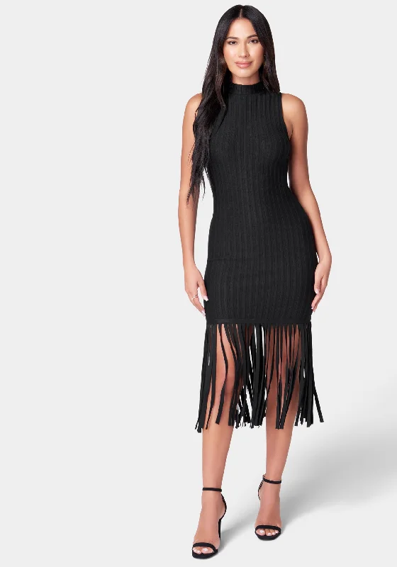 women's casual dressesSweater Fringe Dress