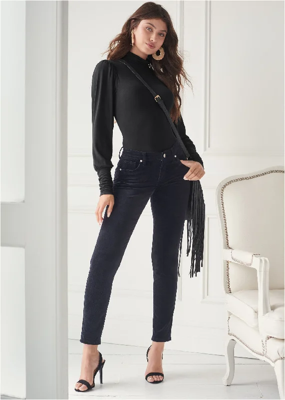 women's high-end dressesVelvet Pants - Black