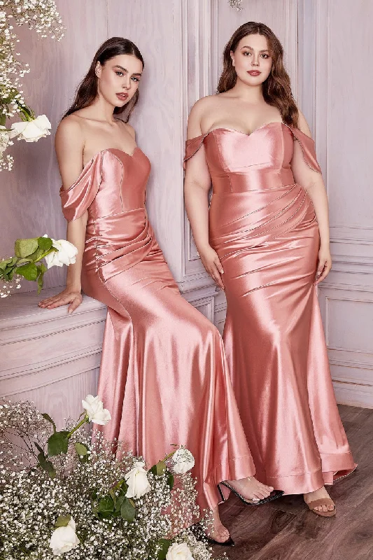 women's work dressesDusty Rose 2X Cinderella Divine CH163C Plus Size Off Shoulder Long Prom Dress Sale