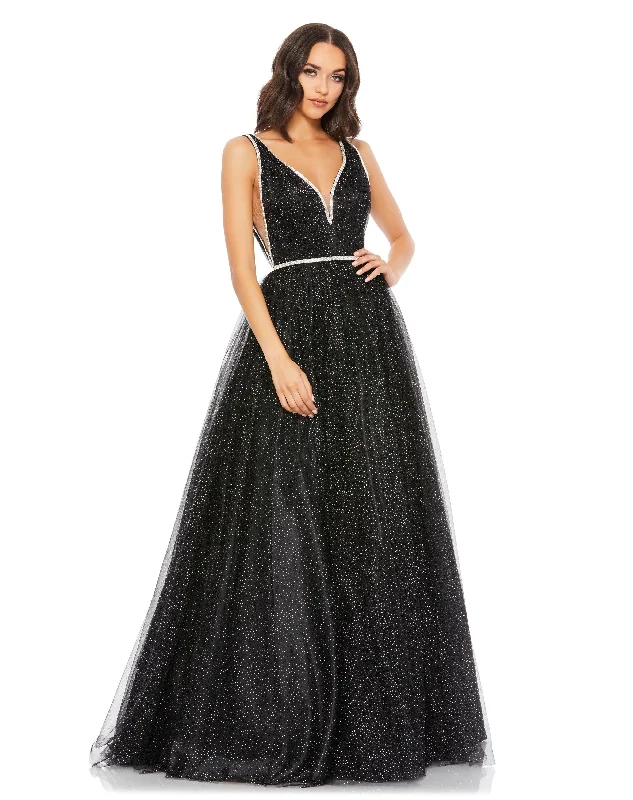 women's off-the-shoulder dressesMac Duggal 30727 Prom Long Sleeveless Tulle Ball Gown