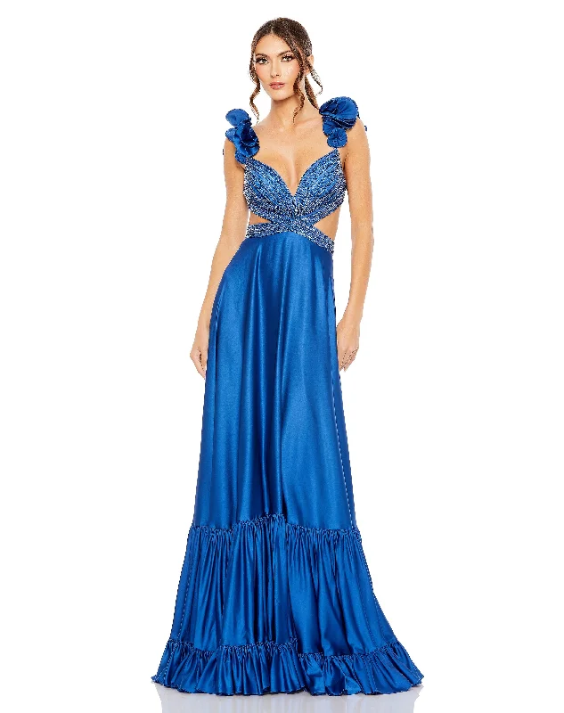 women's flutter-sleeved dressesMac Duggal 50681 Prom Sleeveless Long Formal Dress