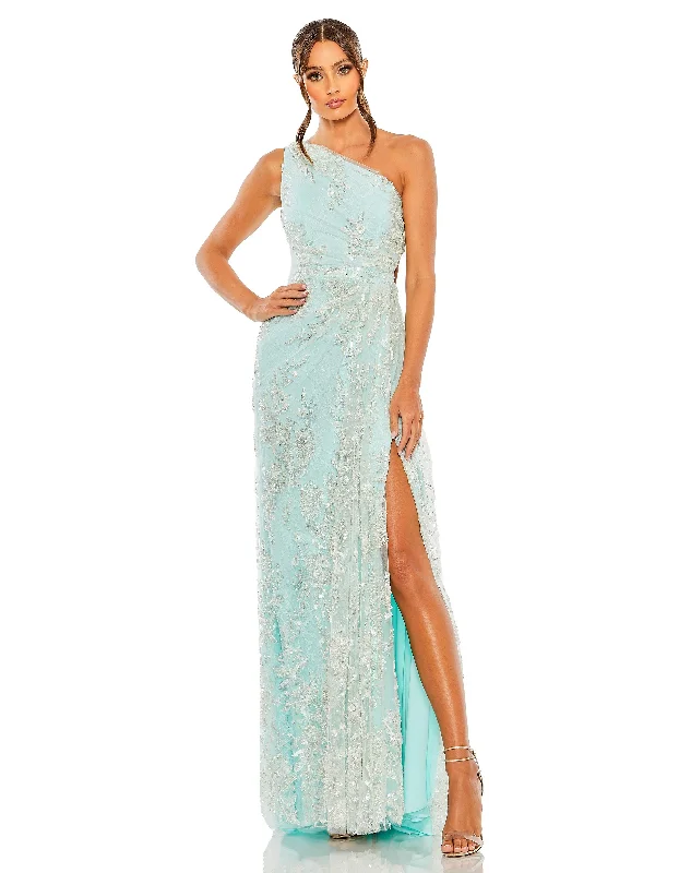 women's vacation dressesMac Duggal 68507 Prom Long One Shoulder Formal Dress