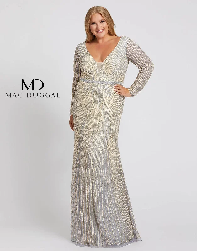 women's custom dressesPlatinum Gold 18W Mac Duggal 5176 Long Plus Size Sequins Prom Dress Sale