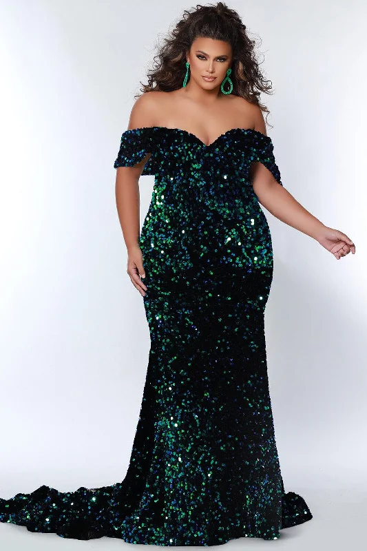 women's maternity dressesSydneys Closet JK2313 Long Off Shoulder Plus Size Formal Fitted Prom Gown